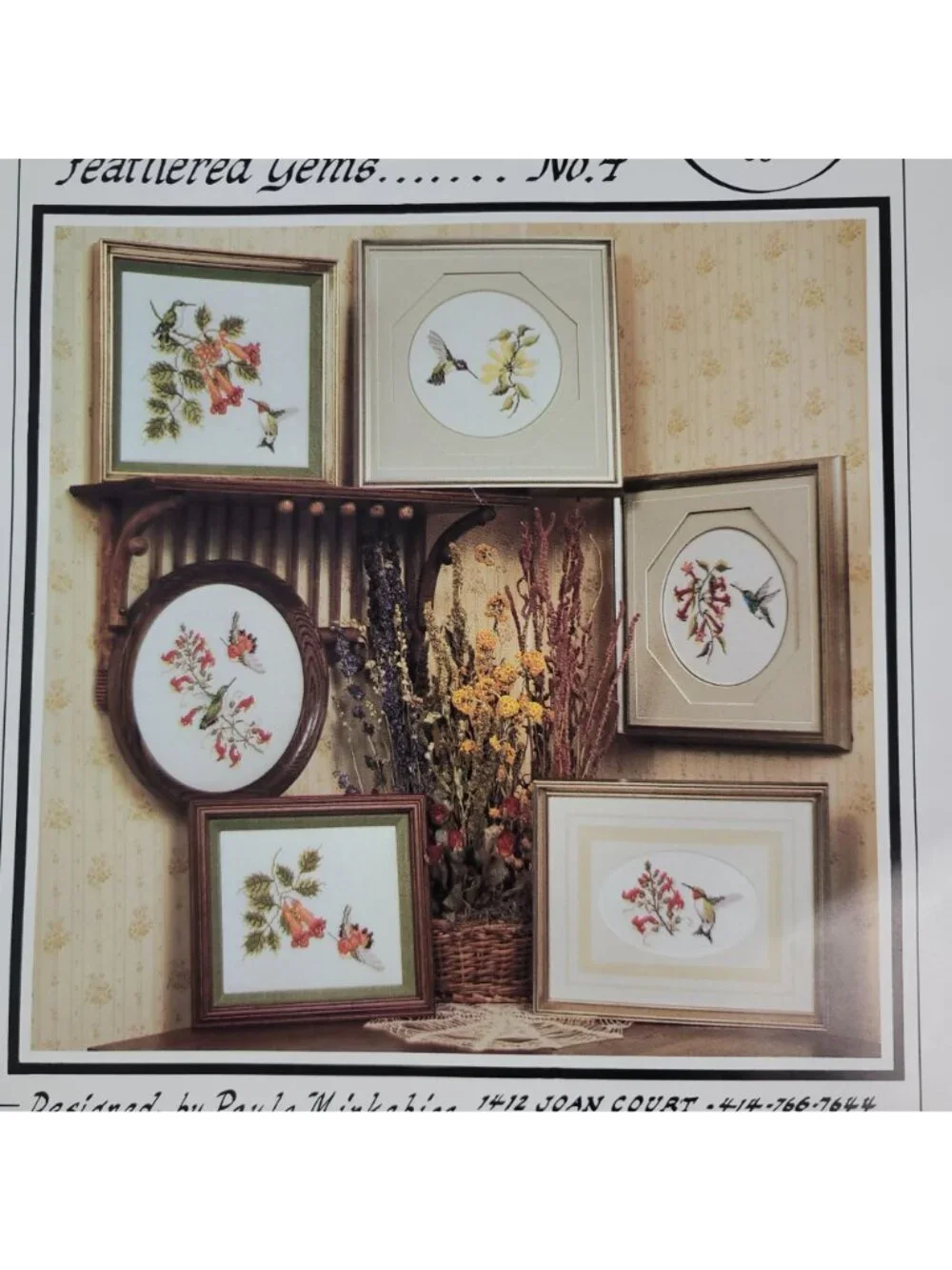 Crossed Wing Collection Leaflet Hummingbird Pattern Feathered Gems #4 Flower VTG
